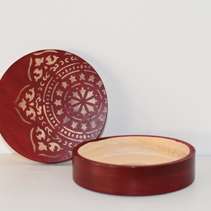 Ékszertartó doboz bordó-arany mandala - ékszer - ékszertartó - ékszerdoboz - Meska.hu