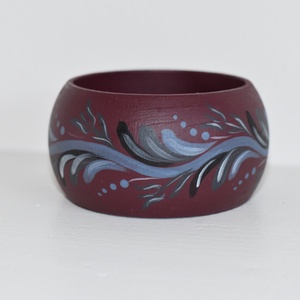 Bordó festettfa karkötő, Ékszer, Karkötő, Széles karkötő, Festett tárgyak, MESKA