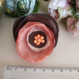 Rozsda Szaténvirág állítható gyűrű - ékszer - gyűrű - gyöngyös gyűrű - Meska.hu