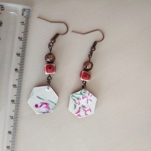Mini hexagon textilékszer- Lógós minimál fülbevaló - ékszer - fülbevaló - lógó fülbevaló - Meska.hu Mini hexagon textilékszer- Lógós minimál fülbevaló - ékszer - fülbevaló - lógó fülbevaló - Meska.hu