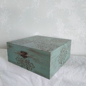 Ékszertartó doboz vintage kék-arany - ékszer - ékszertartó - ékszerdoboz - Meska.hu