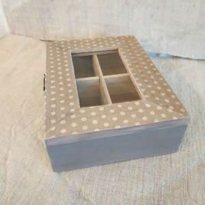 Pöttyös vintage 4 fakkos teás doboz - otthon & életmód - konyhafelszerelés, tálalás - konyhai tárolás - tea & kávé tárolás - Meska.hu