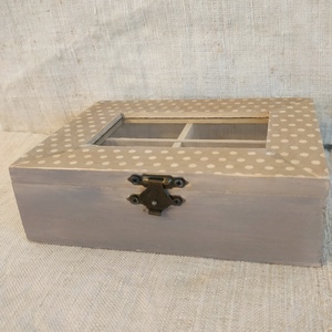 Pöttyös vintage 4 fakkos teás doboz - otthon & életmód - konyhafelszerelés, tálalás - konyhai tárolás - tea & kávé tárolás - Meska.hu