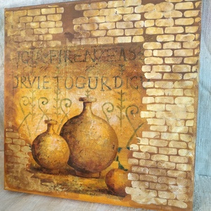 Toszkán stílusú rusztikus konyhai fali dekoráció, Otthon & Életmód, Dekoráció, Kép & Falikép, Vászonkép, Decoupage, transzfer és szalvétatechnika, Festett tárgyak, MESKA
