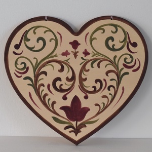 Kézzel festett szív tábla népi motívumokkal -Megyaszó - Meska.hu