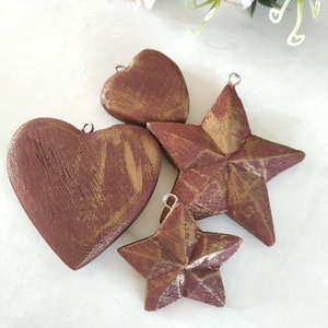 Vintage stílusú bordó és bronz fa karácsonyfadísz szett - karácsony - karácsonyi lakásdekoráció - karácsonyfadíszek - Meska.hu