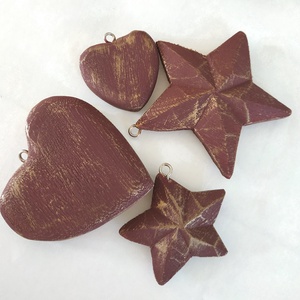 Vintage stílusú bordó és bronz fa karácsonyfadísz szett - Meska.hu