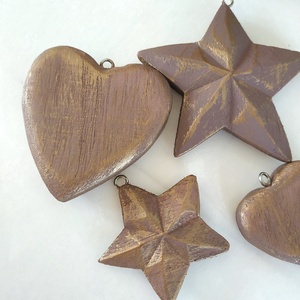 Vintage stílusú pasztel lila és bronz fa karácsonyfadísz szett - Meska.hu