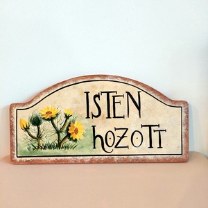 Isten hozott tábla - tavaszi hrics, Otthon & Életmód, Dekoráció, Ajtó- és ablak dekoráció, Ajtódísz & Kopogtató, Festett tárgyak, MESKA