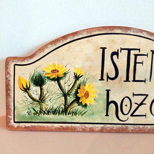 Isten hozott tábla - tavaszi hrics - otthon & életmód - dekoráció - ajtó- és ablak dekoráció - ajtódísz & kopogtató - Meska.hu