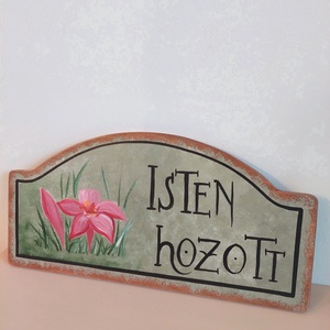 Isten hozott tábla - egyhajúvirág - otthon & életmód - dekoráció - ajtó- és ablak dekoráció - ajtódísz & kopogtató - Meska.hu