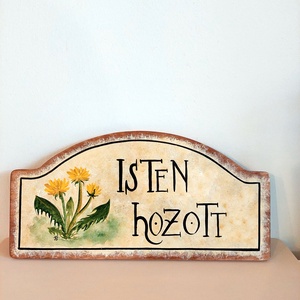Isten hozott tábla - pitypang, Otthon & Életmód, Dekoráció, Ajtó- és ablak dekoráció, Ajtódísz & Kopogtató, Festett tárgyak, MESKA
