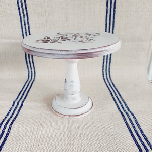 Tortatál tortaállvány vintage koptatott fehér barna - otthon & életmód - konyhafelszerelés, tálalás - sütés, főzés - sütidísz - Meska.hu