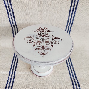 Tortatál tortaállvány vintage koptatott fehér barna - otthon & életmód - konyhafelszerelés, tálalás - sütés, főzés - sütidísz - Meska.hu