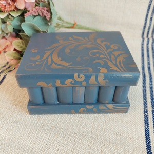 Puzzle doboz/ titkos doboz - vintage kék bronz - nagyobb méret - Meska.hu