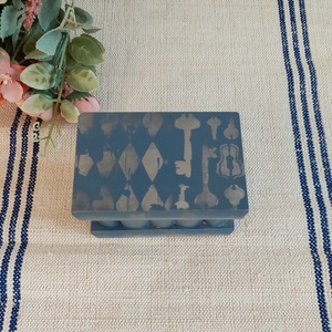 Puzzle doboz/ titkos doboz - vintage kék ezüst kulcsos, Ékszer, Ékszertartó, Ékszerdoboz, Festett tárgyak, MESKA