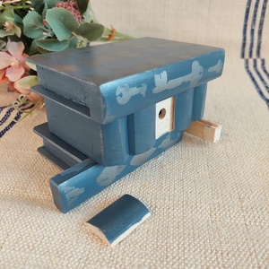 Puzzle doboz/ titkos doboz - vintage kék ezüst kulcsos - ékszer - ékszertartó - ékszerdoboz - Meska.hu