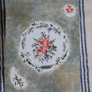 Vintage stílusú karácsonyi macaronos doboz- díszdoboz - (mikulás virág) zöld-arany  szín - otthon & életmód - lakástextil - varrókellék - Meska.hu