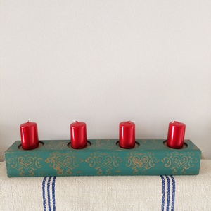 Fa adventi asztalközép  asztaldísz gyertyatartó , Esküvő, Dekoráció, Gyertya & Gyertyatartó, Festett tárgyak, MESKA