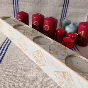 Fa adventi asztalközép  asztaldísz gyertyatartó  - esküvő - dekoráció - gyertya & gyertyatartó - Meska.hu