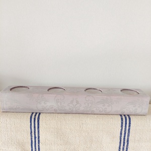 Fa adventi asztalközép  asztaldísz gyertyatartó- pasztell lila- ezüst  - esküvő - dekoráció - gyertya & gyertyatartó - Meska.hu