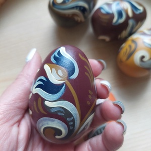 Kézzel festett fa tojás 6 db - Meska.hu