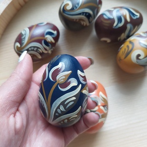 Kézzel festett fa tojás 6 db - otthon & életmód - dekoráció - asztal és polc dekoráció - asztaldísz - Meska.hu