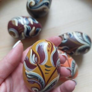 Kézzel festett fa tojás 6 db - otthon & életmód - dekoráció - asztal és polc dekoráció - asztaldísz - Meska.hu