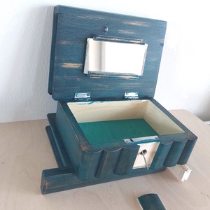 Puzzle doboz/ titkos doboz - óceánkék bronz  botanika- nagyobb méret - ékszer - ékszertartó - ékszerdoboz - Meska.hu