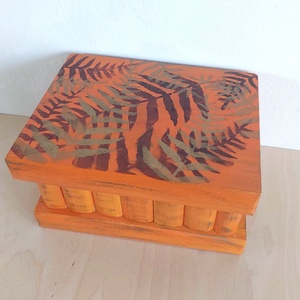 Puzzle doboz/ titkos doboz - narancs lila bronz  botanika- nagyobb méret - Meska.hu