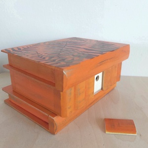 Puzzle doboz/ titkos doboz - narancs lila bronz  botanika- nagyobb méret - ékszer - ékszertartó - ékszerdoboz - Meska.hu