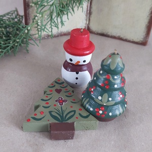 Kézzel festett karácsonyi dísz szett 3 db - karácsony - karácsonyi lakásdekoráció - karácsonyfadíszek - Meska.hu