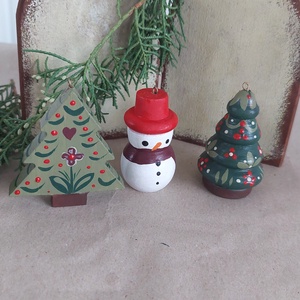 Kézzel festett karácsonyi dísz szett 3 db - karácsony - karácsonyi lakásdekoráció - karácsonyfadíszek - Meska.hu