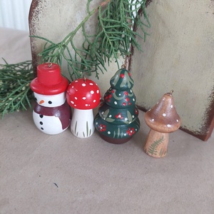 Kézzel festett karácsonyi dísz szett 4 db, Karácsony, Karácsonyi lakásdekoráció, Karácsonyfadíszek, Festett tárgyak, MESKA