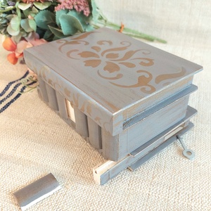 Puzzle doboz/ titkos doboz - vintage szürke bronz tulipán- nagyobb méret - ékszer - ékszertartó - ékszerdoboz - Meska.hu