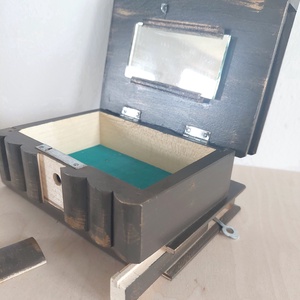 Puzzle doboz/ titkos doboz - olajzöld bronz repedések- nagyobb méret - ékszer - ékszertartó - ékszerdoboz - Meska.hu