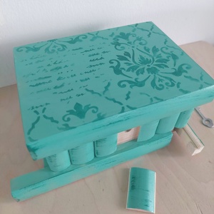 Puzzle doboz/ titkos doboz- világostürkiz sötéttürkiz barokk -nagyobb méret - ékszer - ékszertartó - ékszerdoboz - Meska.hu