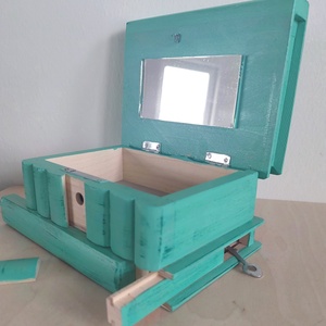 Puzzle doboz/ titkos doboz- világostürkiz sötéttürkiz barokk -nagyobb méret - ékszer - ékszertartó - ékszerdoboz - Meska.hu