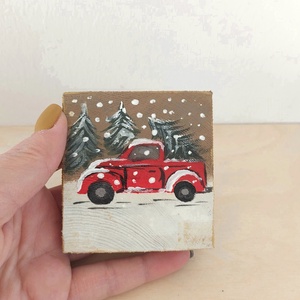 Karácsonyi készülődés-mini fali kép, Otthon & Életmód, Dekoráció, Fali és függő dekoráció, Falra akasztható dekor, Festett tárgyak, MESKA