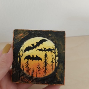 Halloween -mini fali kép, Otthon & Életmód, Dekoráció, Fali és függő dekoráció, Falra akasztható dekor, Festett tárgyak, MESKA