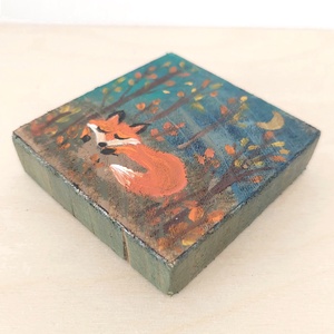 Róka szundi-mini fali kép - otthon & életmód - dekoráció - fali és függő dekoráció - falra akasztható dekor - Meska.hu