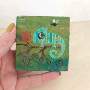 Kaméleon-mini fali kép - otthon & életmód - dekoráció - fali és függő dekoráció - falra akasztható dekor - Meska.hu