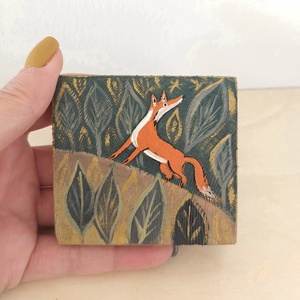 Vadászó Róka -mini fali kép - otthon & életmód - dekoráció - fali és függő dekoráció - falra akasztható dekor - Meska.hu