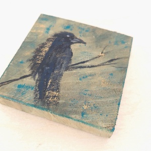 Holló-mini fali kép - otthon & életmód - dekoráció - fali és függő dekoráció - falra akasztható dekor - Meska.hu