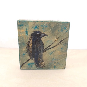 Holló-mini fali kép - otthon & életmód - dekoráció - fali és függő dekoráció - falra akasztható dekor - Meska.hu