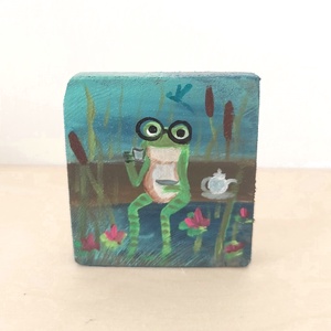 Tea szünet-mini fali kép, Otthon & Életmód, Dekoráció, Fali és függő dekoráció, Falra akasztható dekor, Festett tárgyak, MESKA