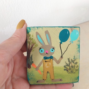 Nyuszi buli-mini fali kép - otthon & életmód - dekoráció - fali és függő dekoráció - falra akasztható dekor - Meska.hu