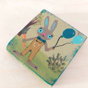 Nyuszi buli-mini fali kép - otthon & életmód - dekoráció - fali és függő dekoráció - falra akasztható dekor - Meska.hu