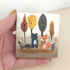 Erdei barátok II.-mini fali kép - otthon & életmód - dekoráció - fali és függő dekoráció - falra akasztható dekor - Meska.hu