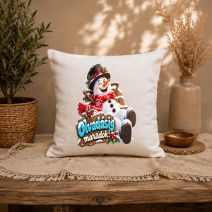 Karácsonyi díszpárnahuzat � Hóember � 40�40 cm - Meska.hu